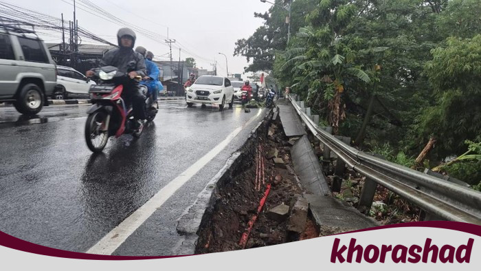 Awas Macet! Jalan di Cisalak Depok Amblas Usai Hujan Deras, Warga Terancam Tidak Bisa Pulang!