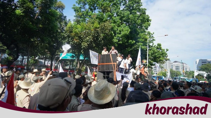 Massa Tani Merdeka Aksi Damai di Patung Kuda, Dukung Prabowo dengan Teguh!