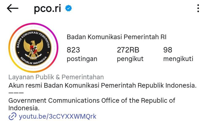 Logo hingga Nama Akun PCO Kini Berubah Jadi Badan Komunikasi Pemerintah - Update 2